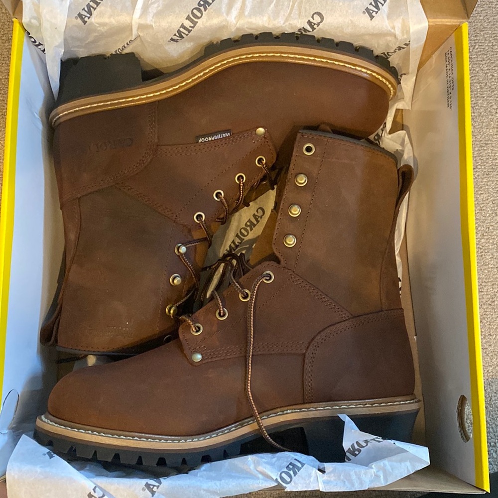 Carolina mens 8” waterproof insulated steel toe logger boots